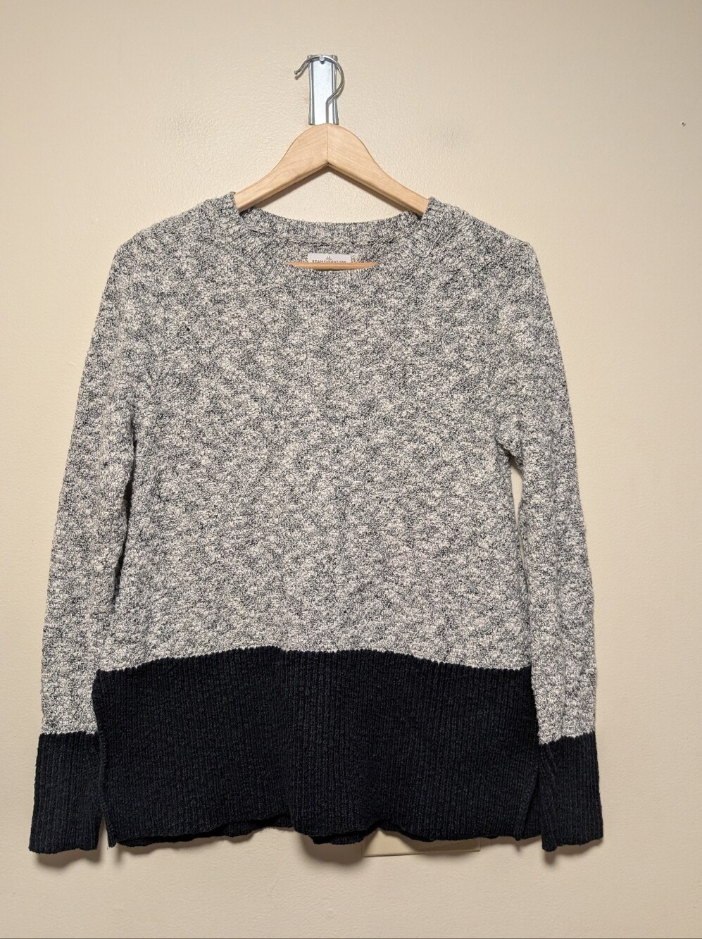 L.L.Bean Signature Women’s S Gray Black Cotton Linen Colorblock Sweater